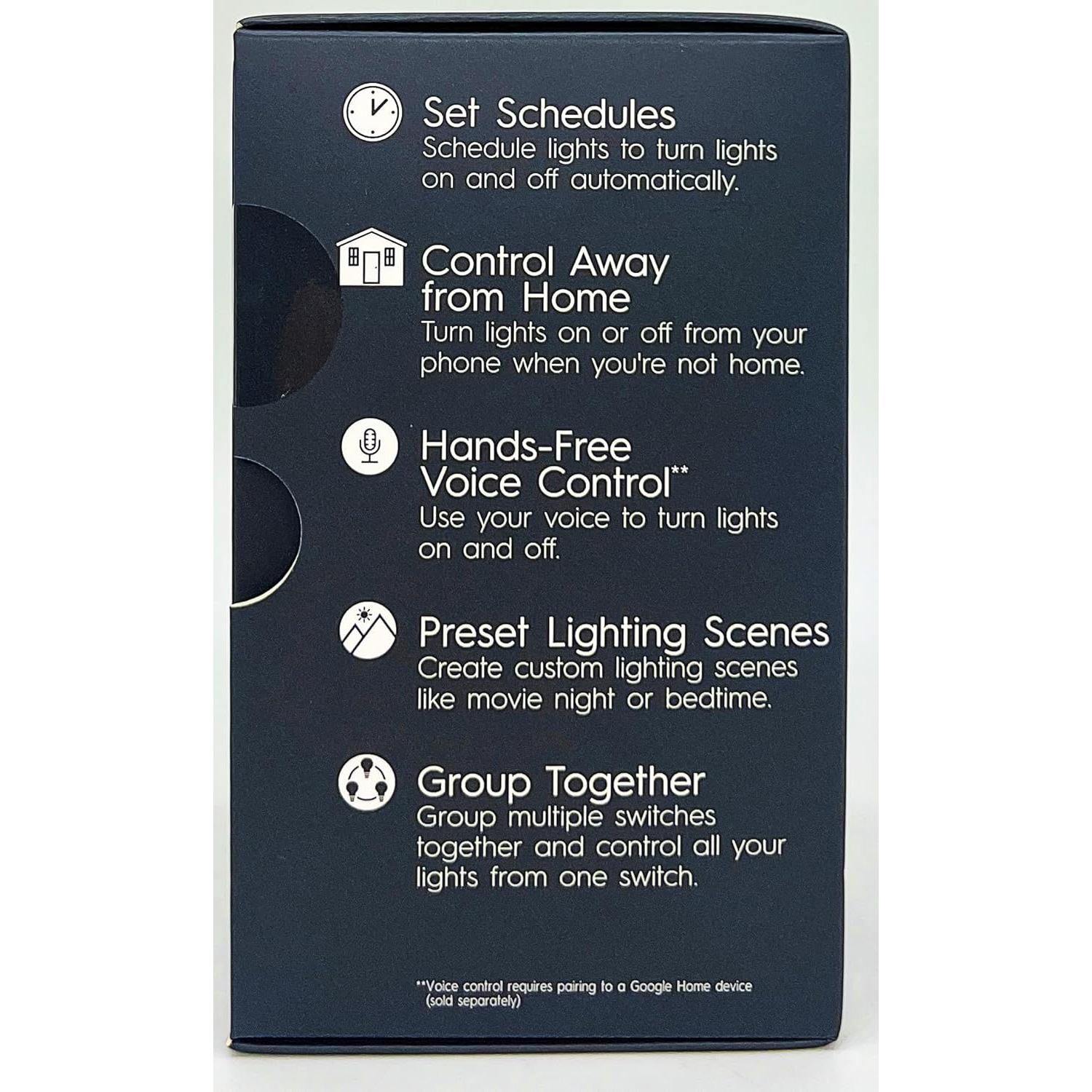 Interruptor de Luz Inteligente GE C Regulable Wi-Fi 4-Cable