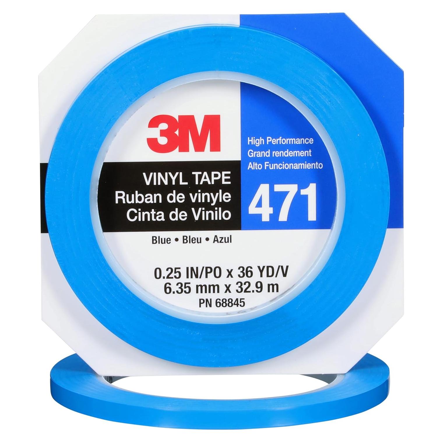 Cinta de Vinilo 3M 471, 0.64 cm x 32.9 m, Azul, Marcado de Suelo