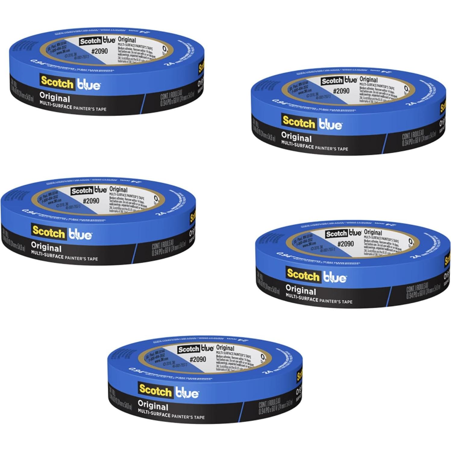 Cinta de Pintor Azul 3M Scotch 2090 2.54 cm x 54.86 m Paquete de 5