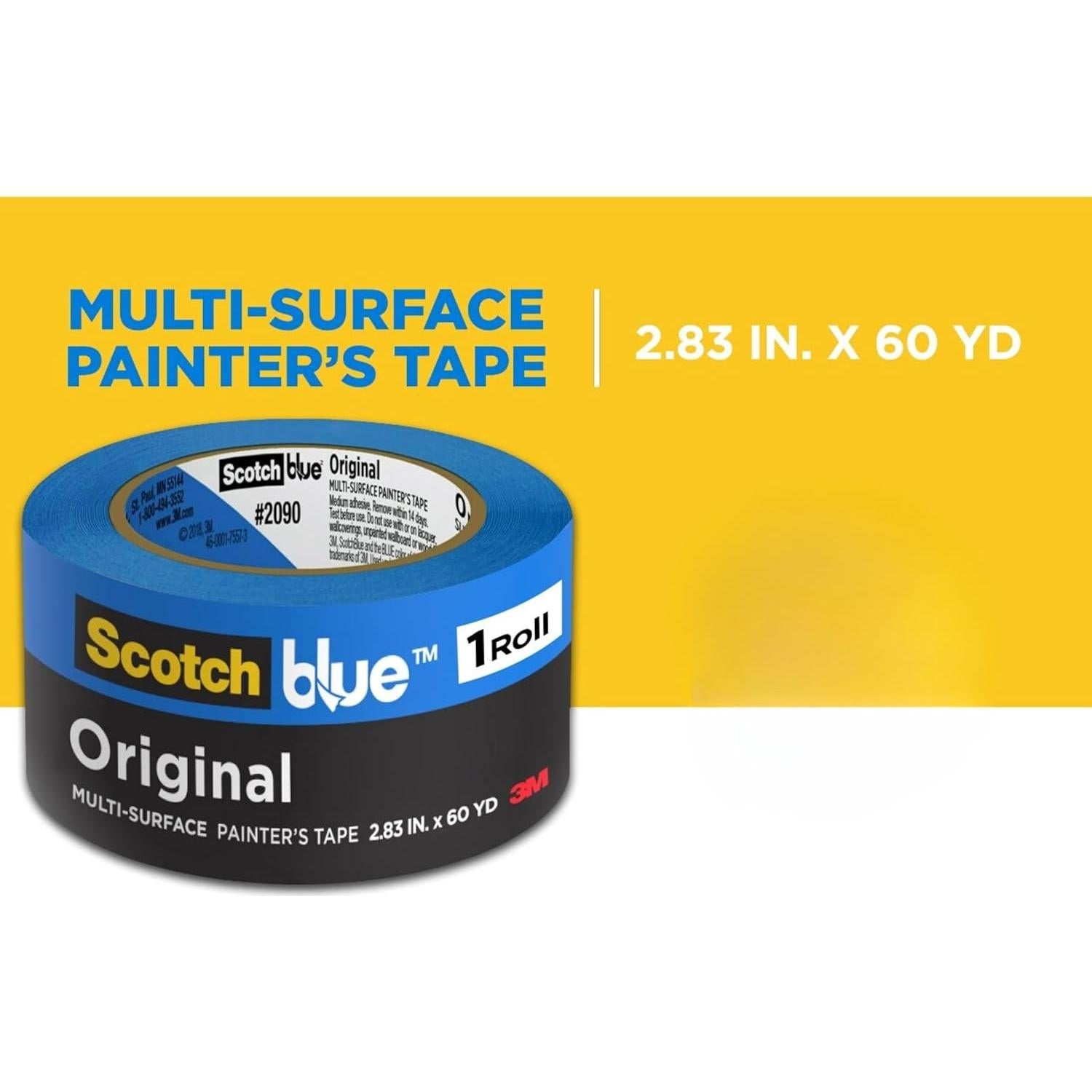 Cinta de Enmascarar ScotchBlue 2090 3M, 7.19 cm x 54.86 m, 12 Rollos