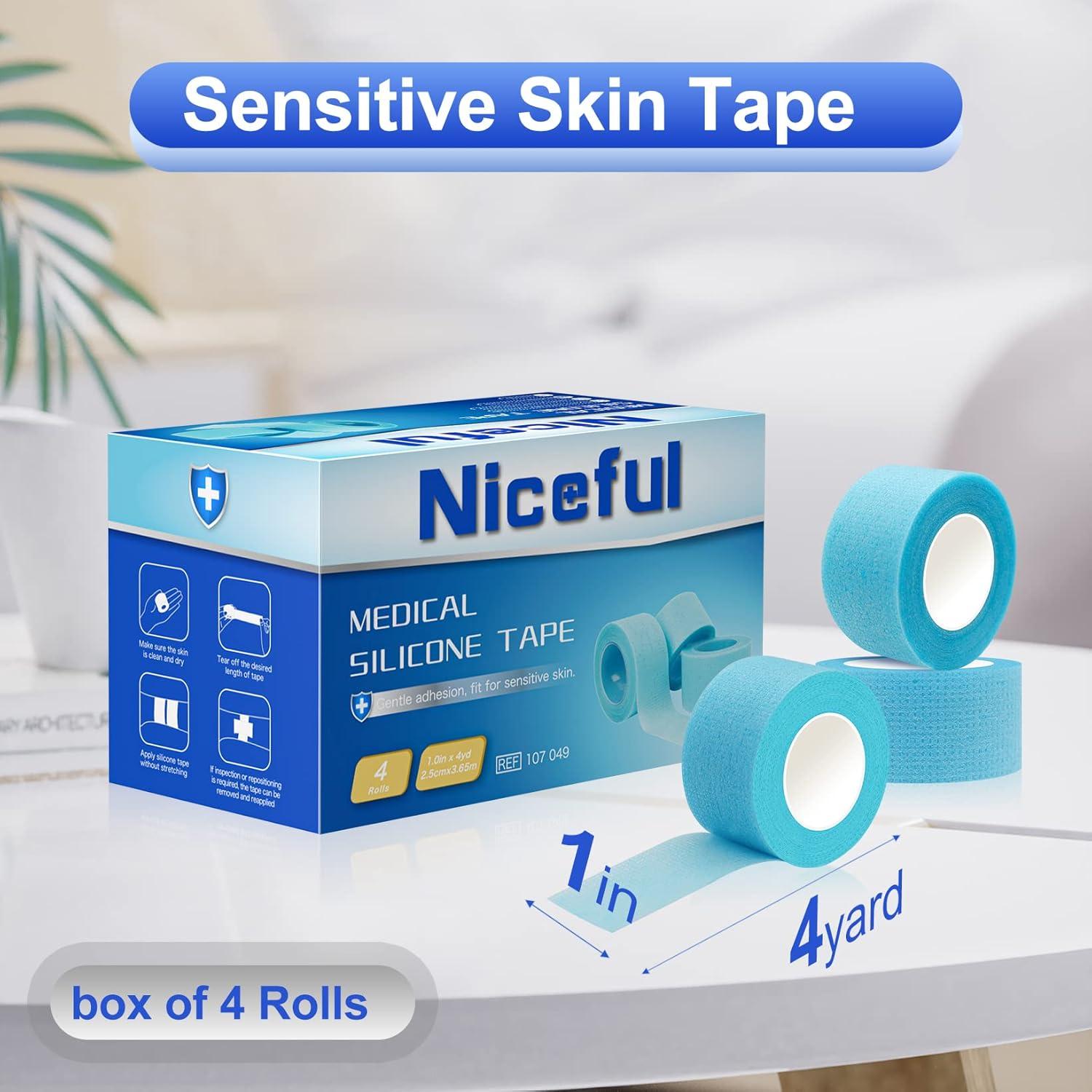 4 Rollos de Cinta Médica de Silicona Niceful 2.5cm x 3.65m