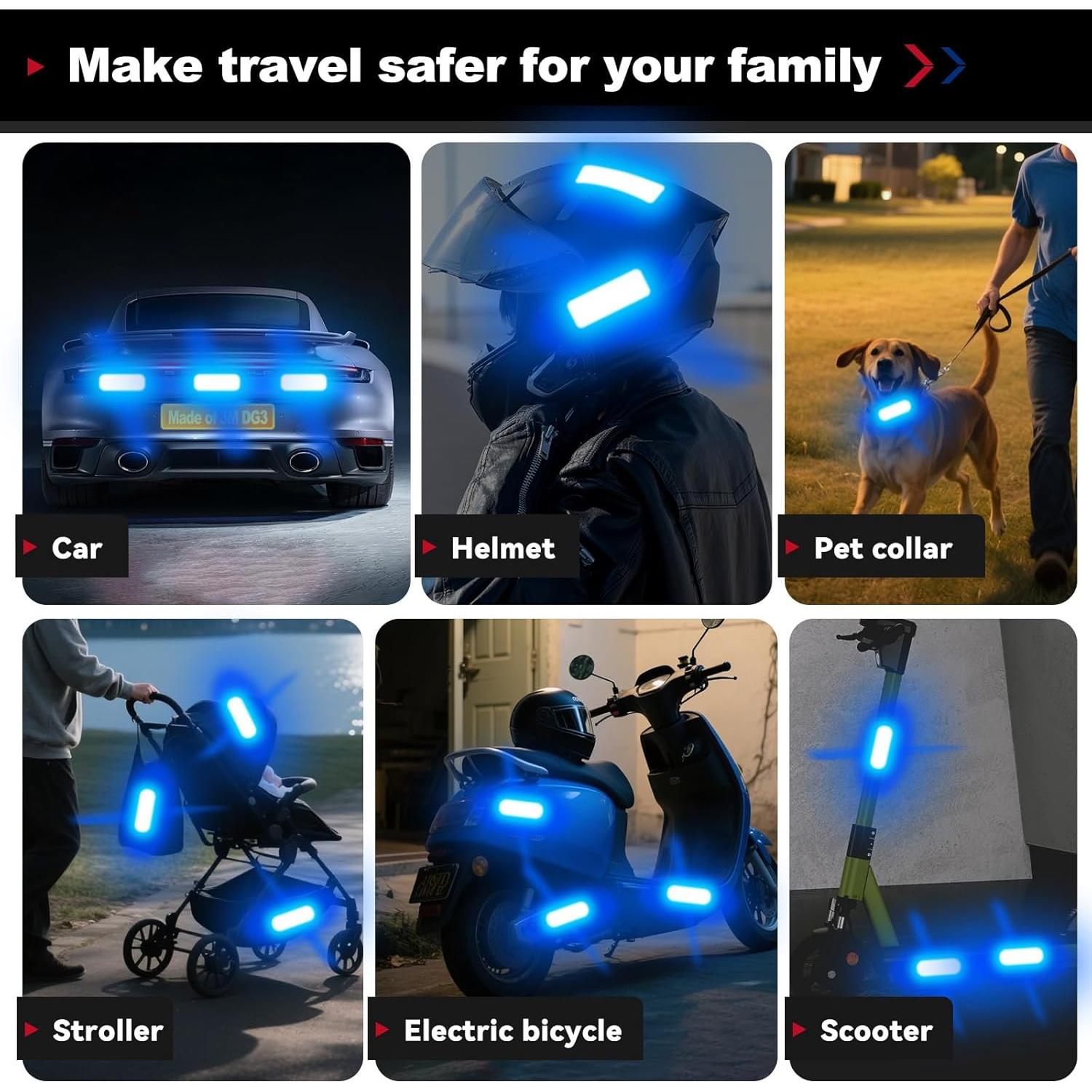 20 Calcomanías Reflectantes 3M DG3 Azul 8x3 cm para Seguridad