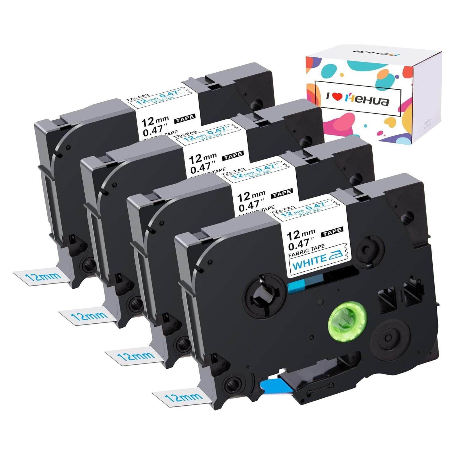 Cinta de Etiquetas Termoadhesiva Hehua TZe-FA3 Azul 12mm 4 Paquete