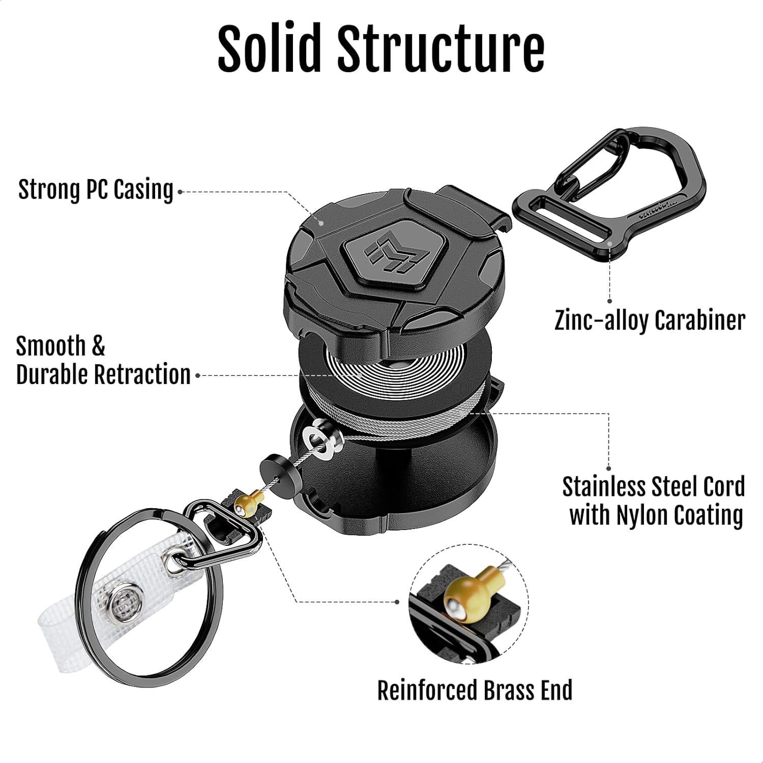 MNGARISTA Juego de 2 llaveros retráctiles de acero 80 cm