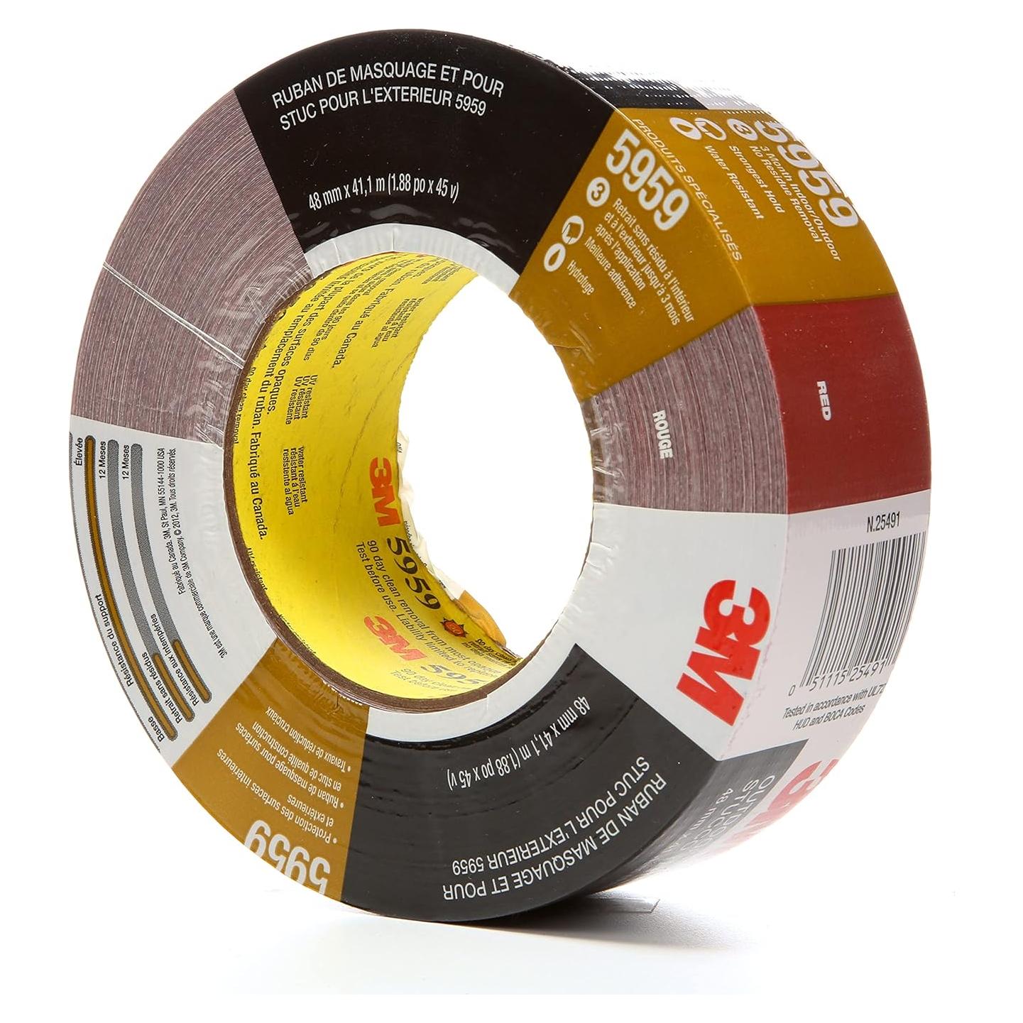 Cinta de Enmascarar y Estuco 3M 5959, 48 mm x 12 m, Roja