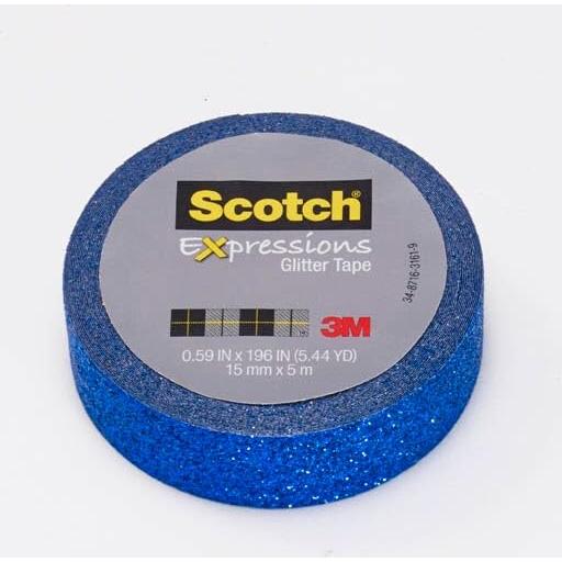 Cinta Washi Glitter Scotch 1.5 cm x 498.4 cm Azul Oscuro Pack 6