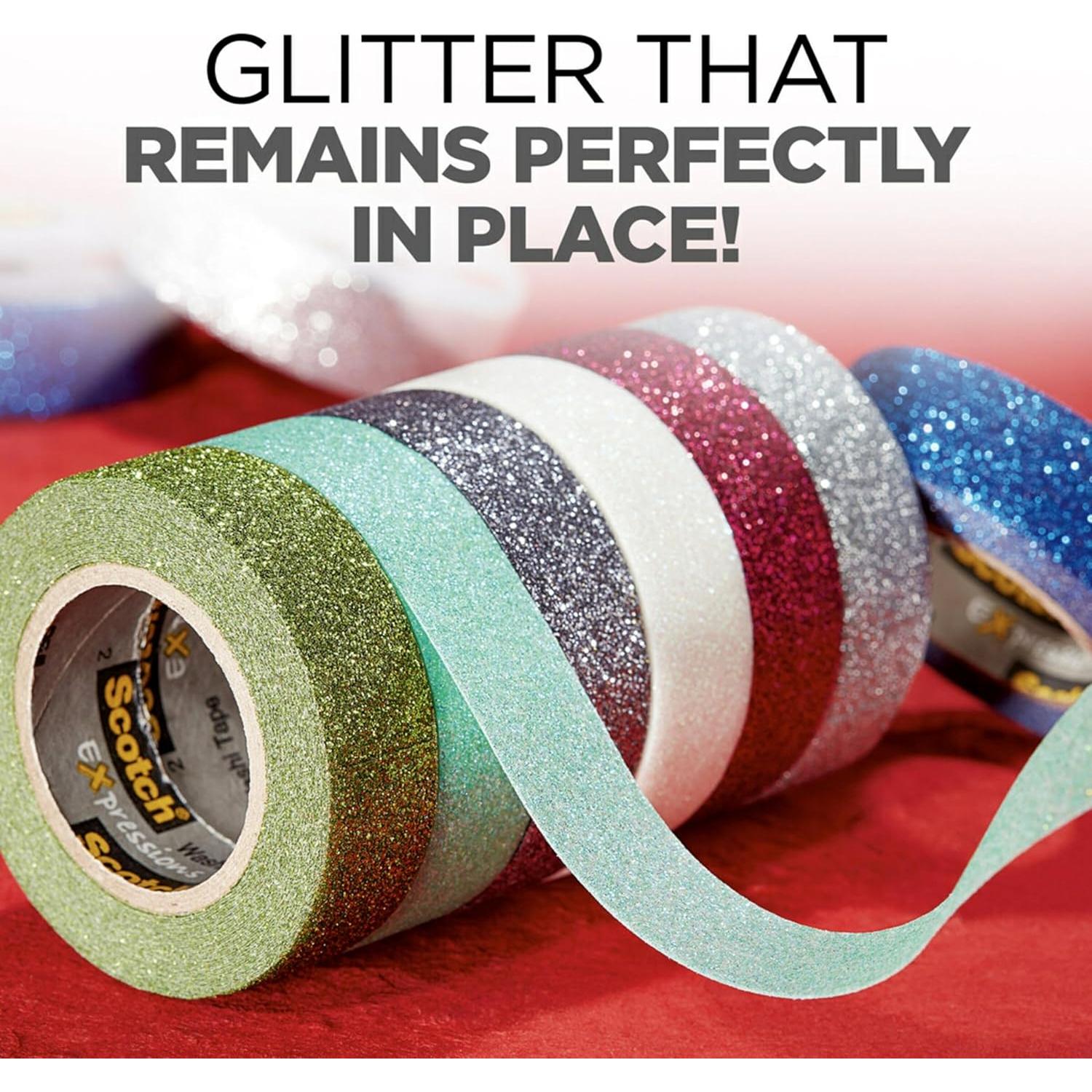 Cinta Washi Glitter Scotch 1.5 cm x 498.4 cm Azul Oscuro Pack 6