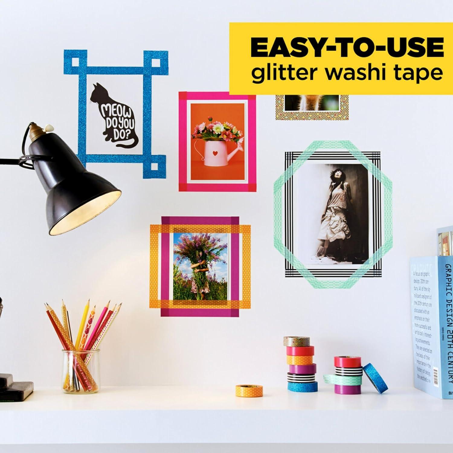 Cinta Washi Glitter Scotch 1.5 cm x 498.4 cm Azul Oscuro Pack 6