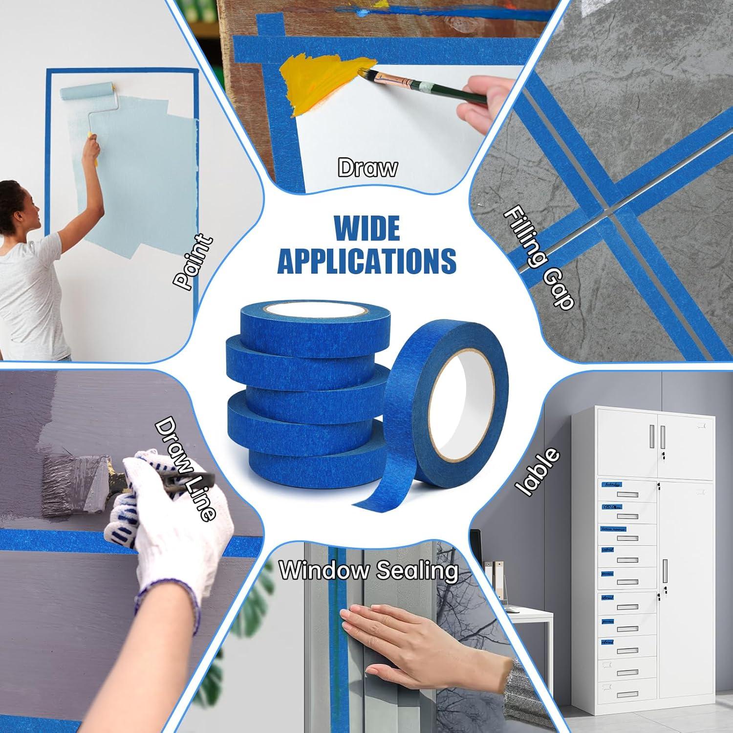 20 Rollos de Cinta de Pintor Azul LNDIEHS 2.54 cm x 50.29 m