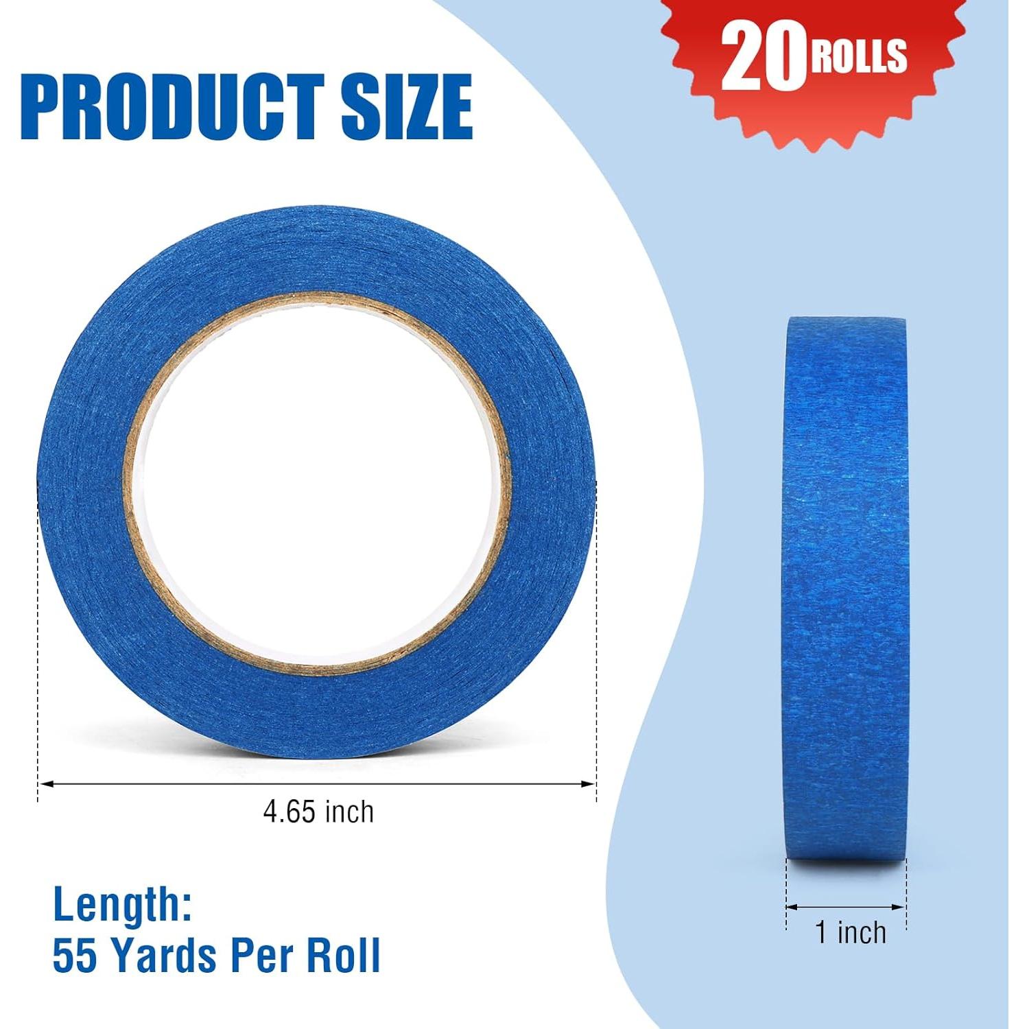 20 Rollos de Cinta de Pintor Azul LNDIEHS 2.54 cm x 50.29 m