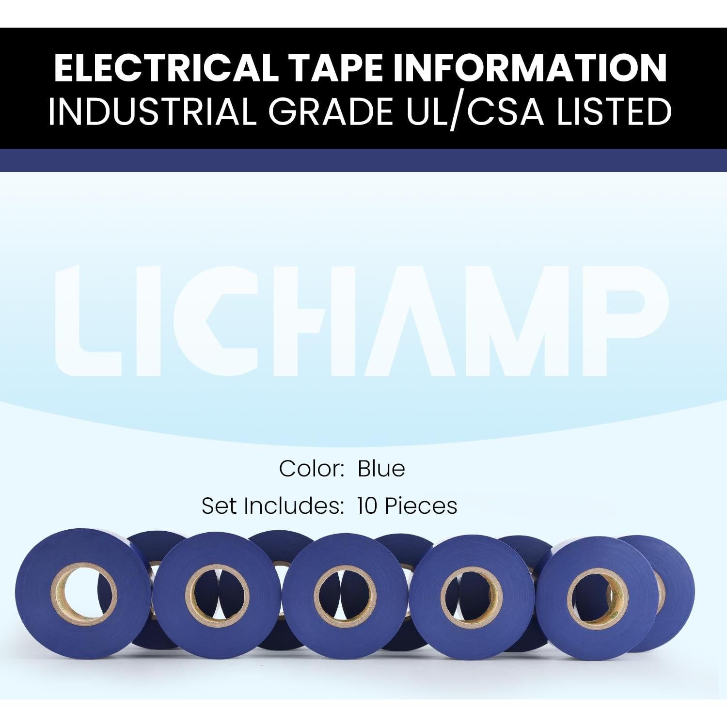 Cinta Eléctrica Azul Lichamp 10 Rollos 3/4" x 20.12 m