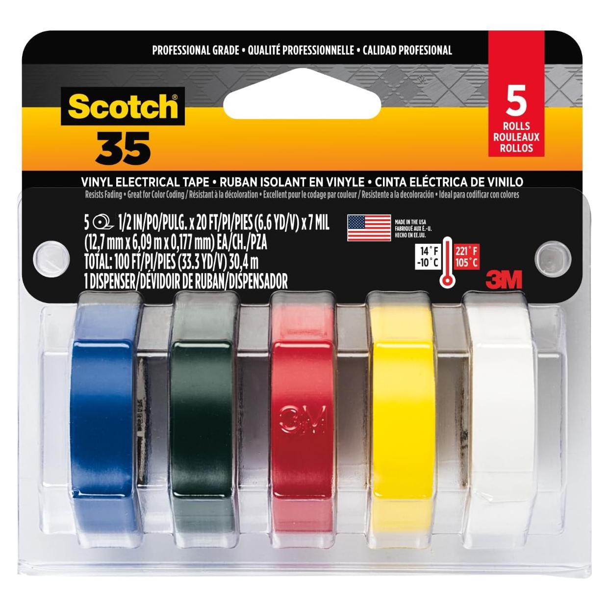 Cinta Eléctrica de Vinilo Scotch 35 Multicolor 5 Rollos 85g