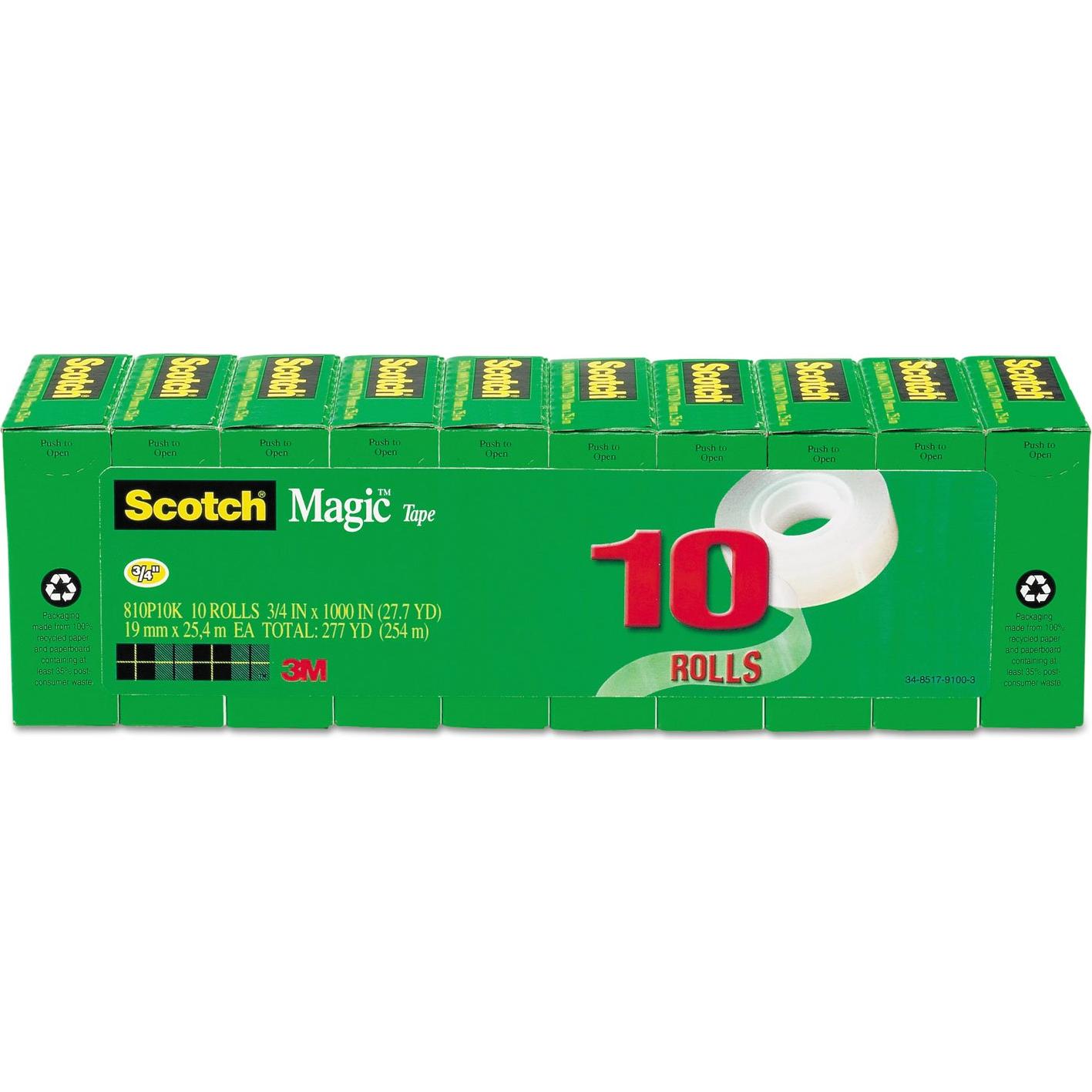 Cinta Mágica Scotch 810P10K, 1.9 cm x 254 m, 10 Rollos Repuesto