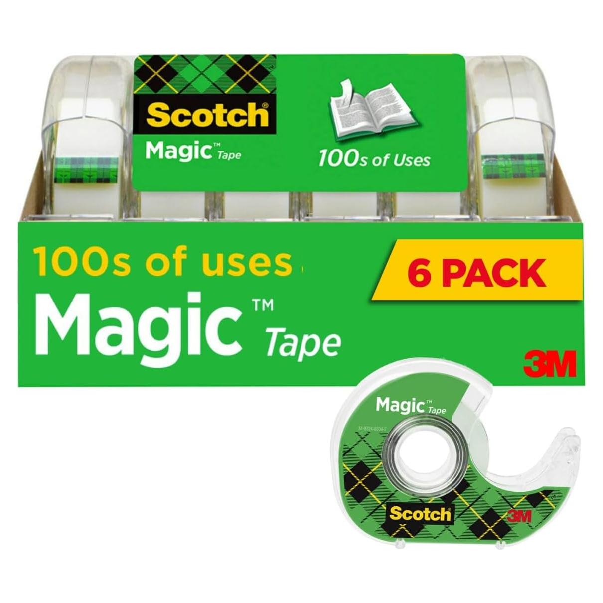 Cinta Mágica Scotch 6 Rollos 1.9 cm x 165.1 m con Dispensadores