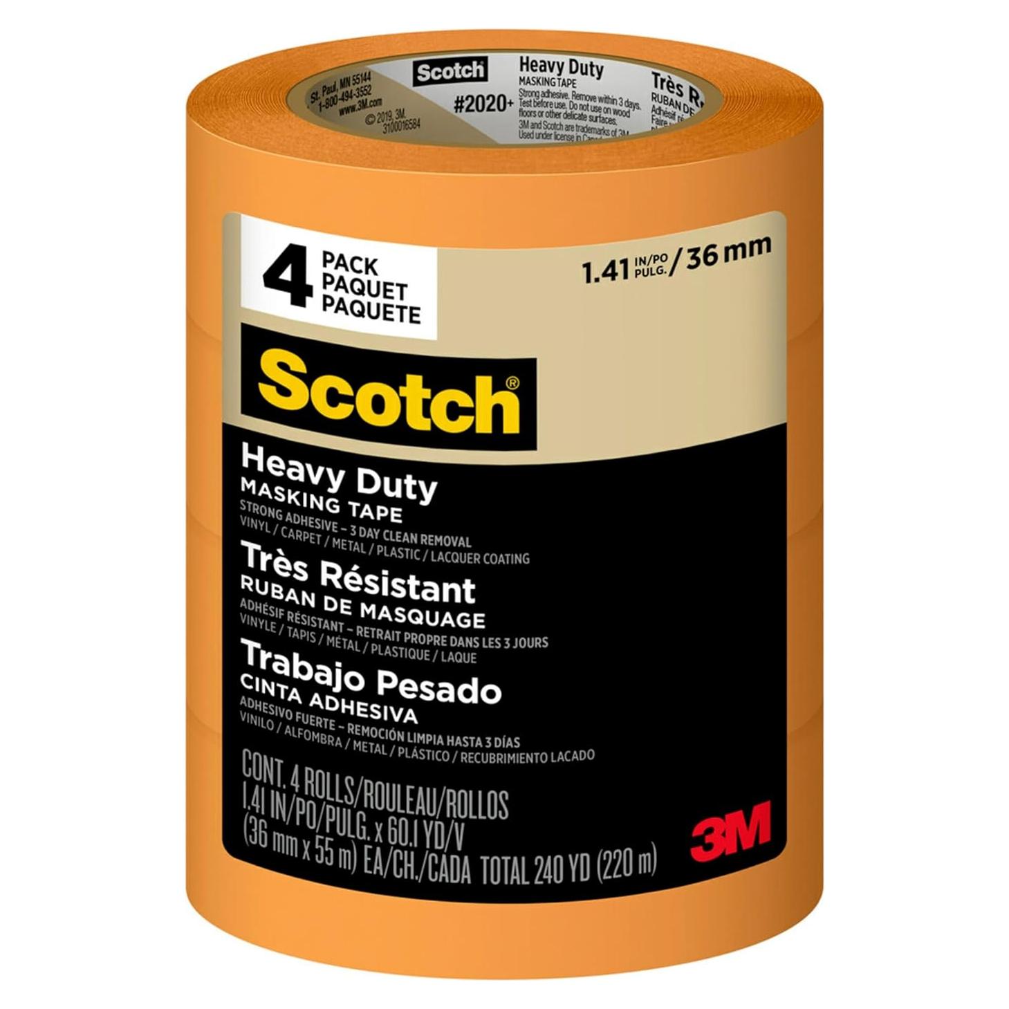Cinta de Pintor Scotch Alta Resistencia 4 Rollos 3.58 cm x 54.86 m
