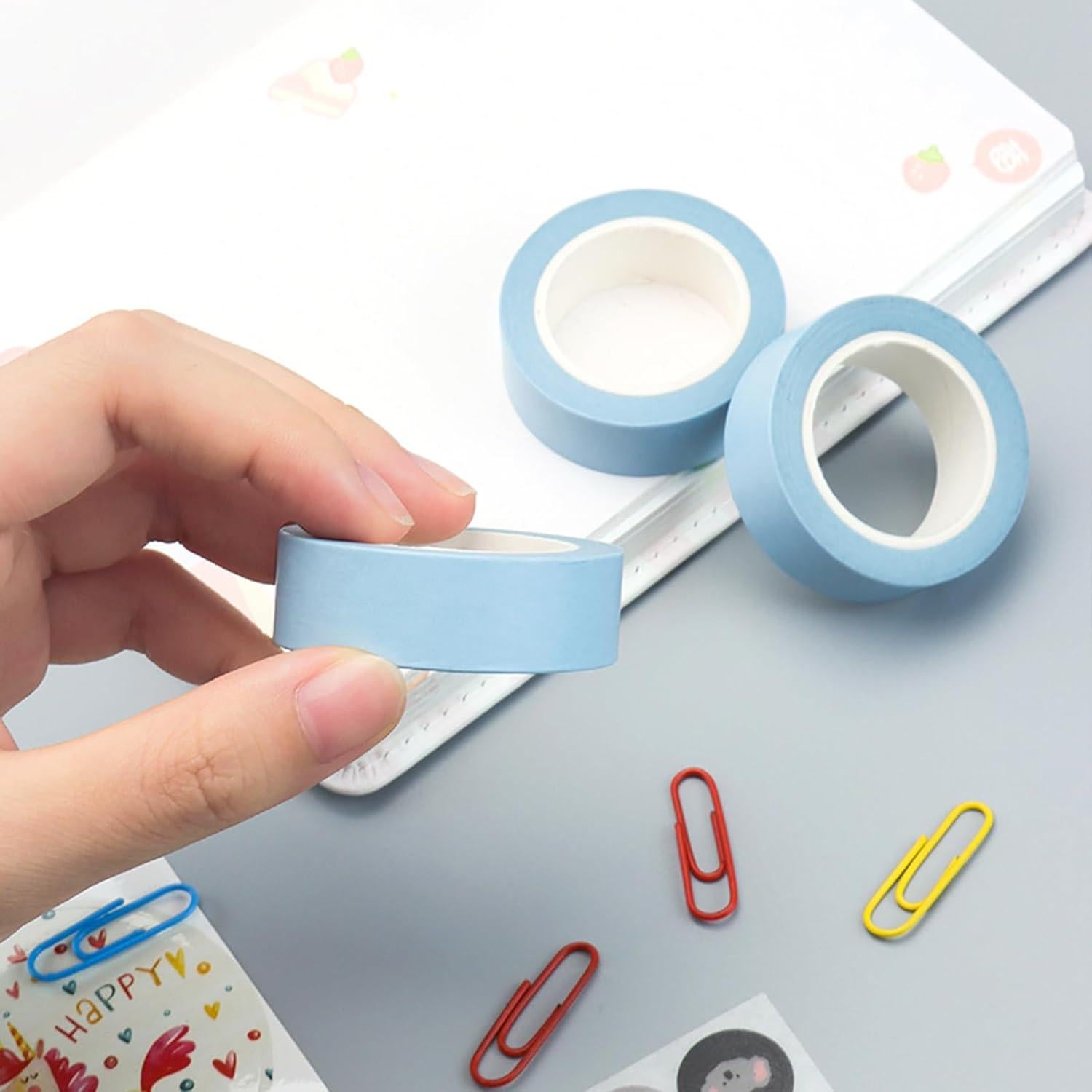 Cinta Washi Decorativa NatSumeBasics Azul Claro 3 Rollos 15mm x 10m