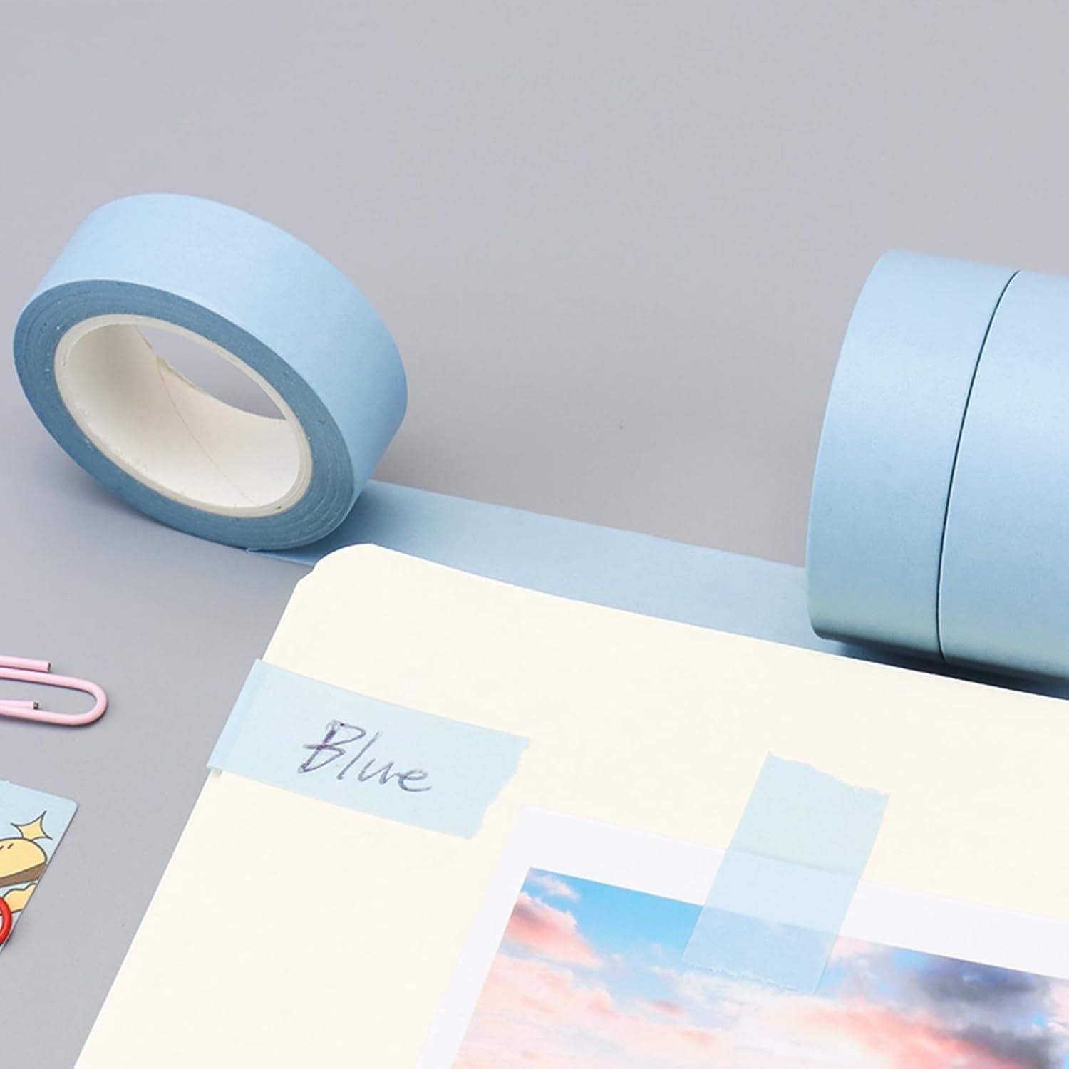 Cinta Washi Decorativa NatSumeBasics Azul Claro 3 Rollos 15mm x 10m