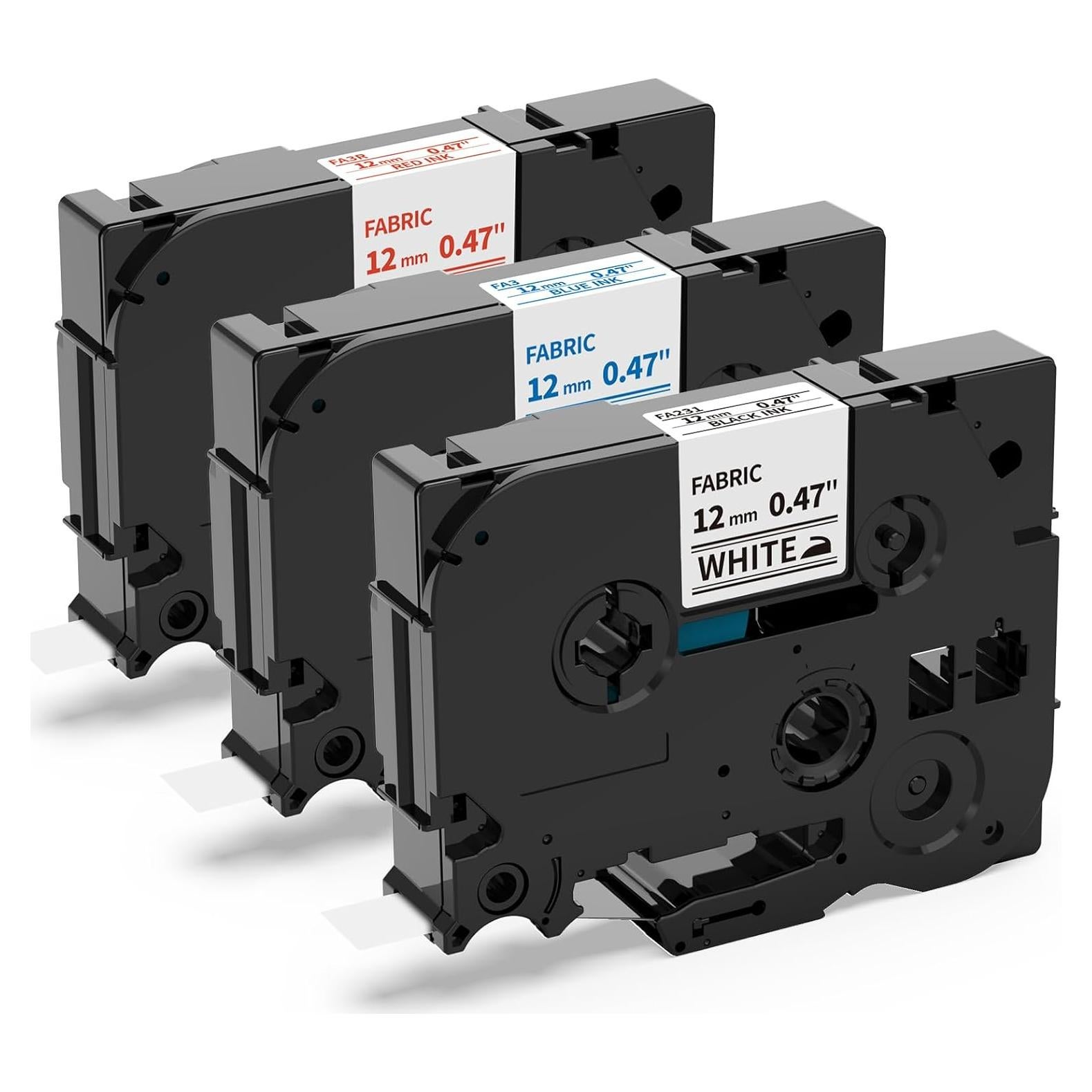 Cintas de Etiqueta de Tela Planas Freshworld 12mm Negro/Azul/Rojo