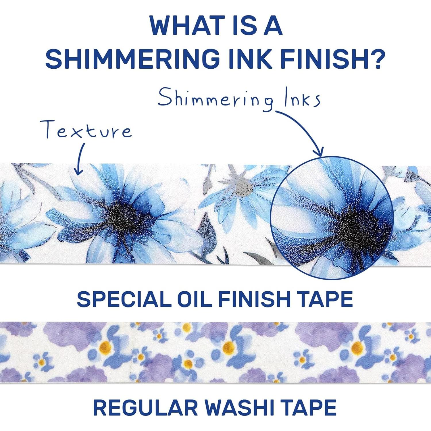 Juego de Washi Tape 13 Rollos - Cintas Decorativas Azules Brillantes