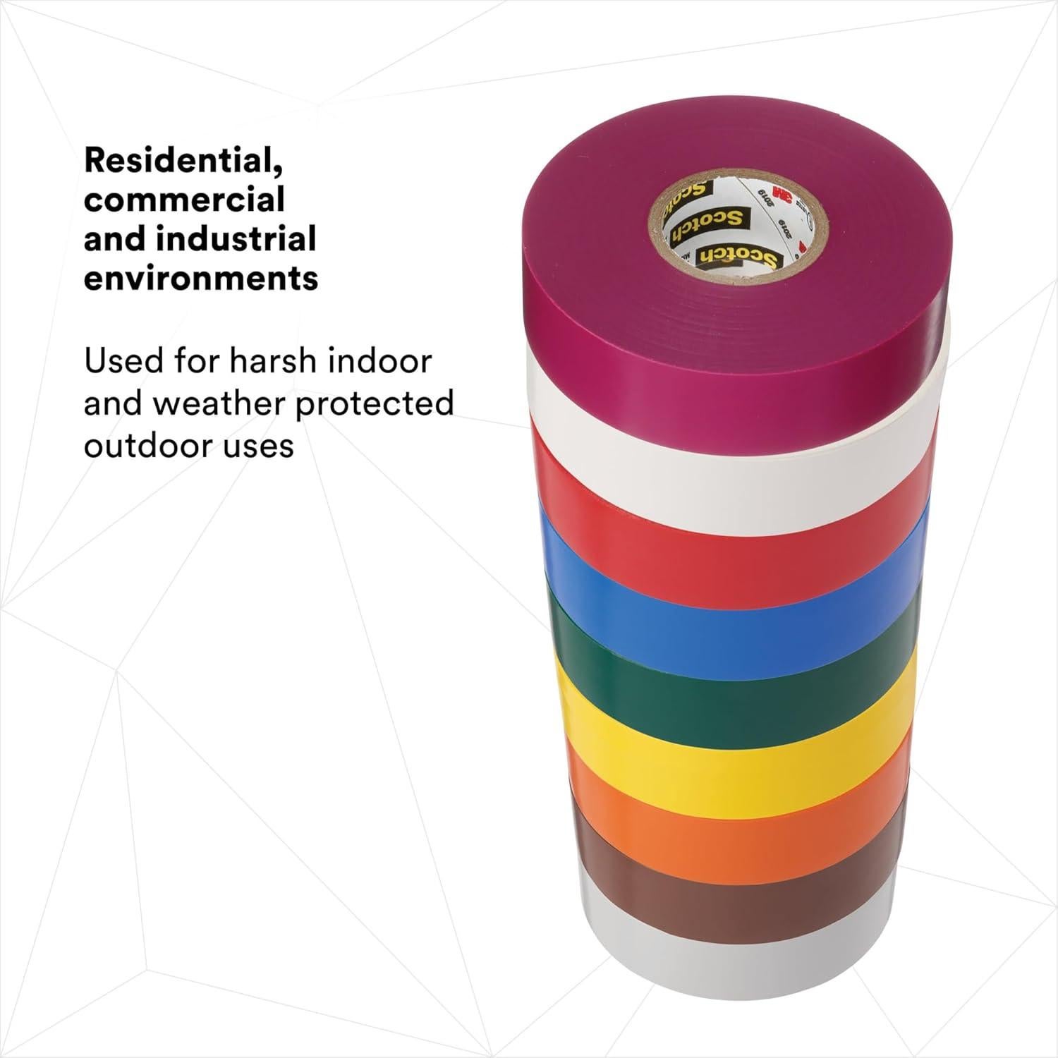 Cinta Eléctrica Scotch Arcoíris 3/4" x 20m - 9 Rollos