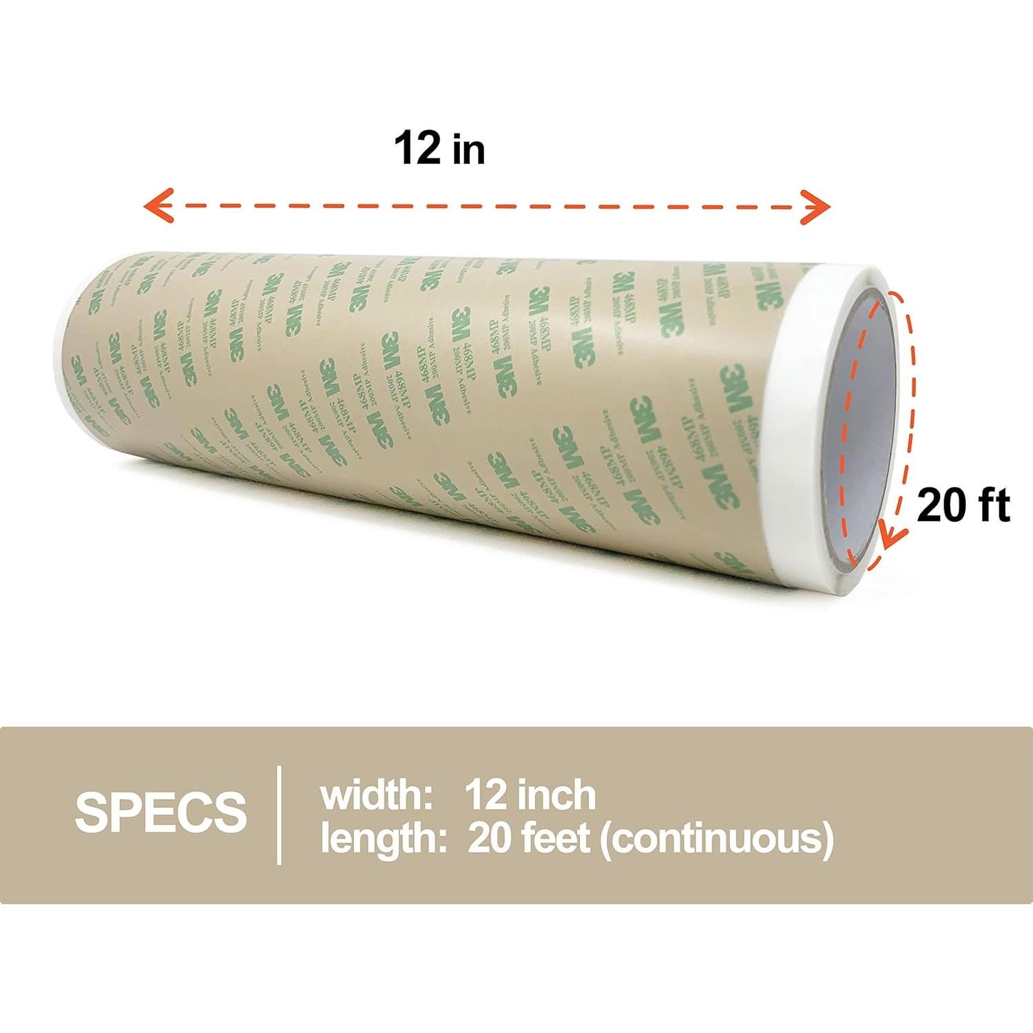 Cinta Adhesiva Doble Cara 3M 468MP 30.48 cm x 6.096 m