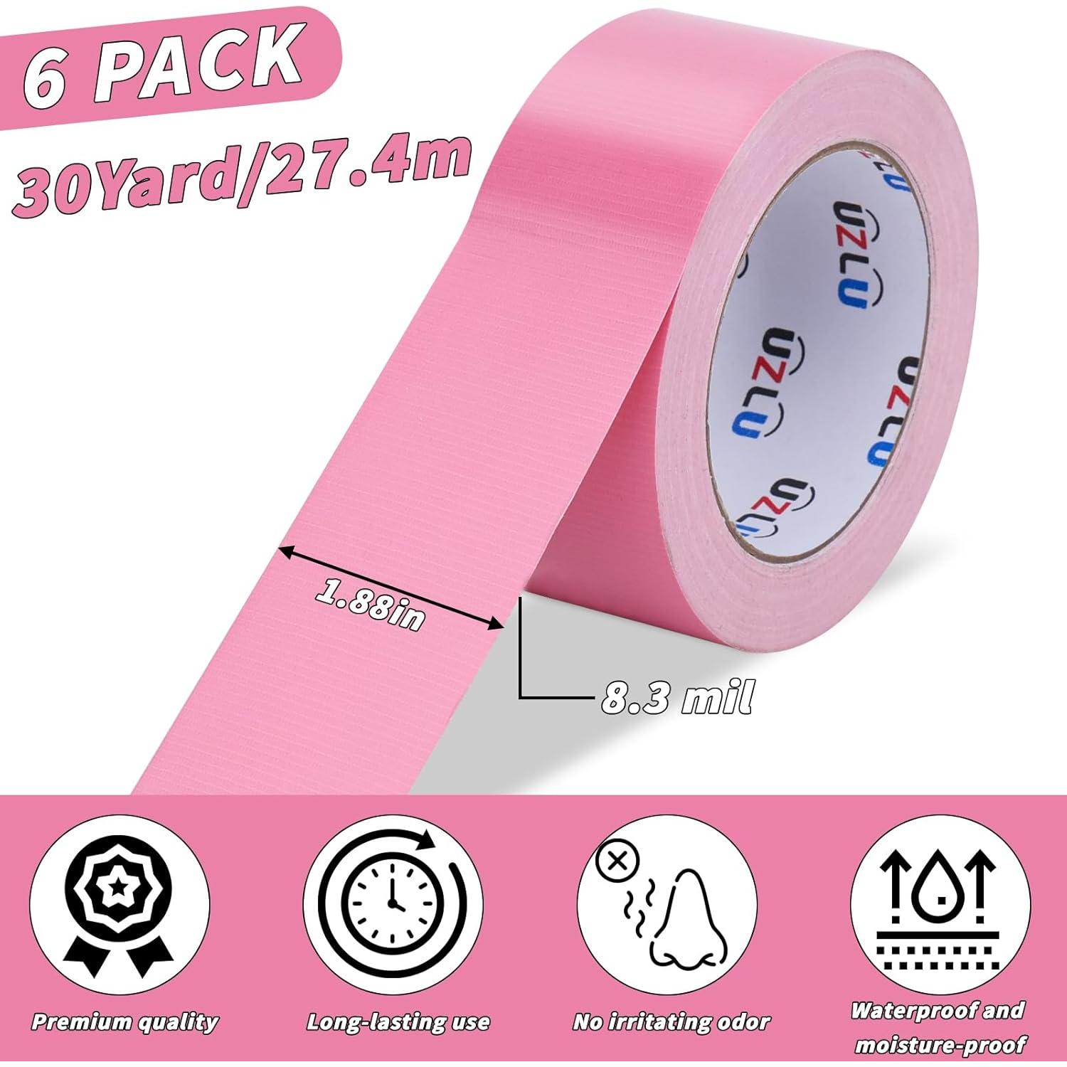 Paquete de 6 Cintas Adhesivas Rosadas UZLU 4.76 cm x 27.43 m