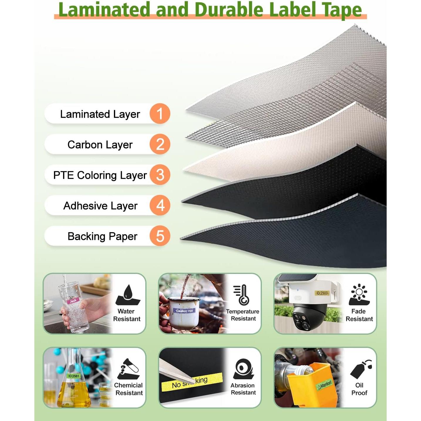 Cinta de Etiquetado RAEMALL D1 12mm Brillante 5-Pack