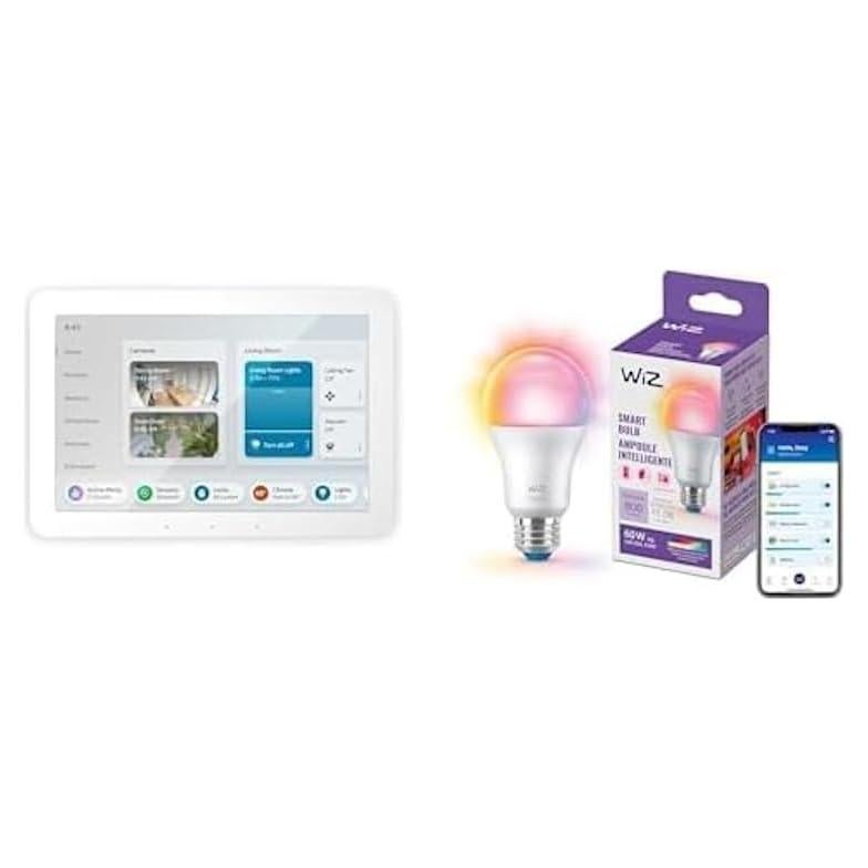 Echo Hub with WiZ 60W A19 LED Smart Color Bulb - Connects to Your Wi-Fi - E26 Base - Control with Voice or App - Matter Compatible