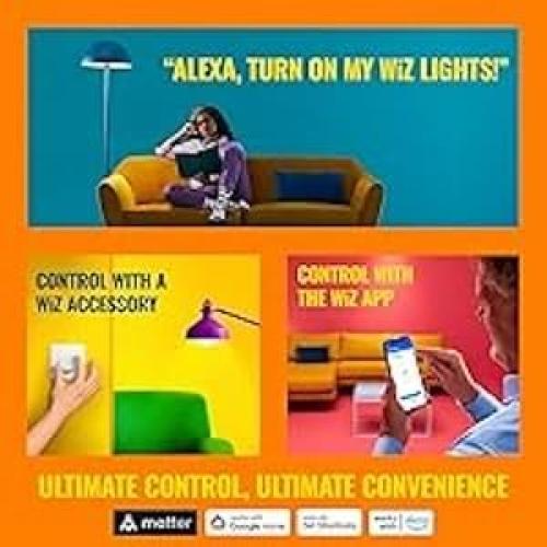 Echo Hub with WiZ 60W A19 LED Smart Color Bulb - Connects to Your Wi-Fi - E26 Base - Control with Voice or App - Matter Compatible