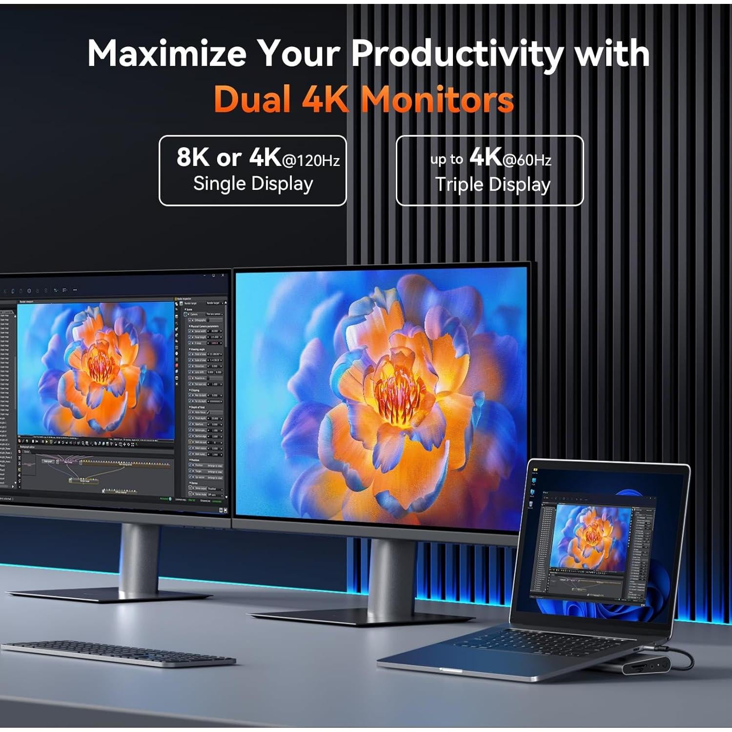 Estación de Acoplamiento TobenONE USB-C 3 Monitores 100W