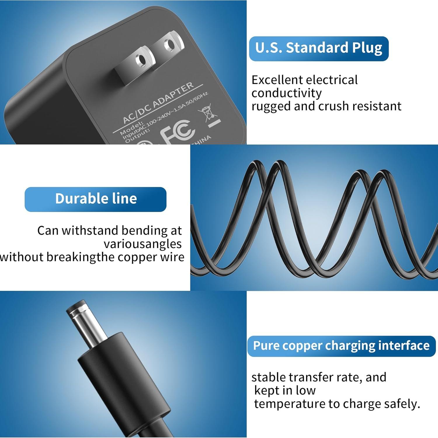 Adaptador de corriente YJXKJ para Echo Dot 3ra/4ta Gen 12V 1.25A