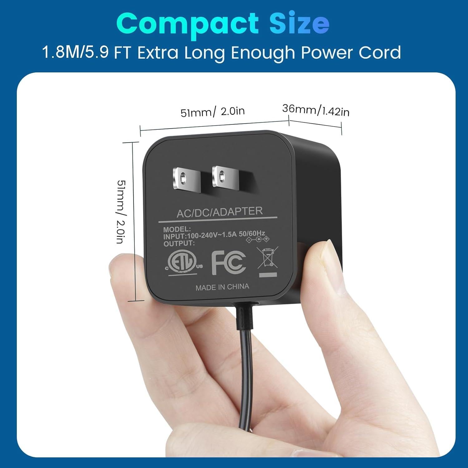 Adaptador de corriente YJXKJ para Echo Dot 3ra/4ta Gen 12V 1.25A