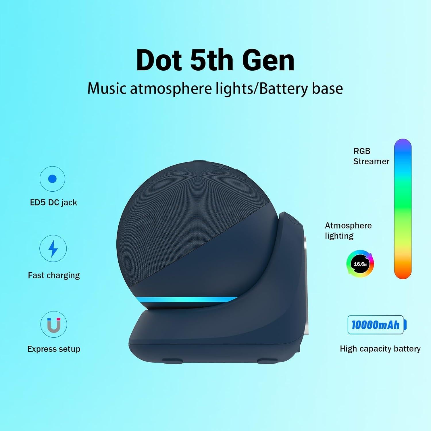 Base de batería Fanxoo ED5 10000mAh con luz musical