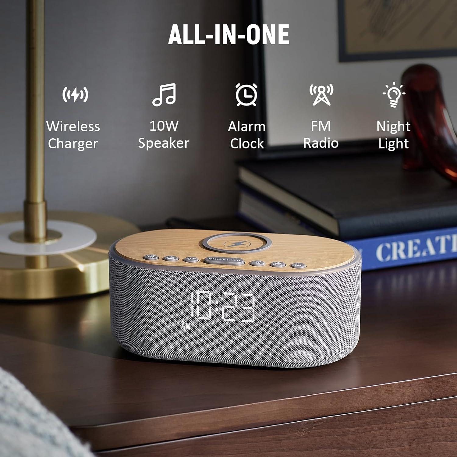 Reloj Despertador Bluetooth USCCE UE-268 con Carga Inalámbrica 10W