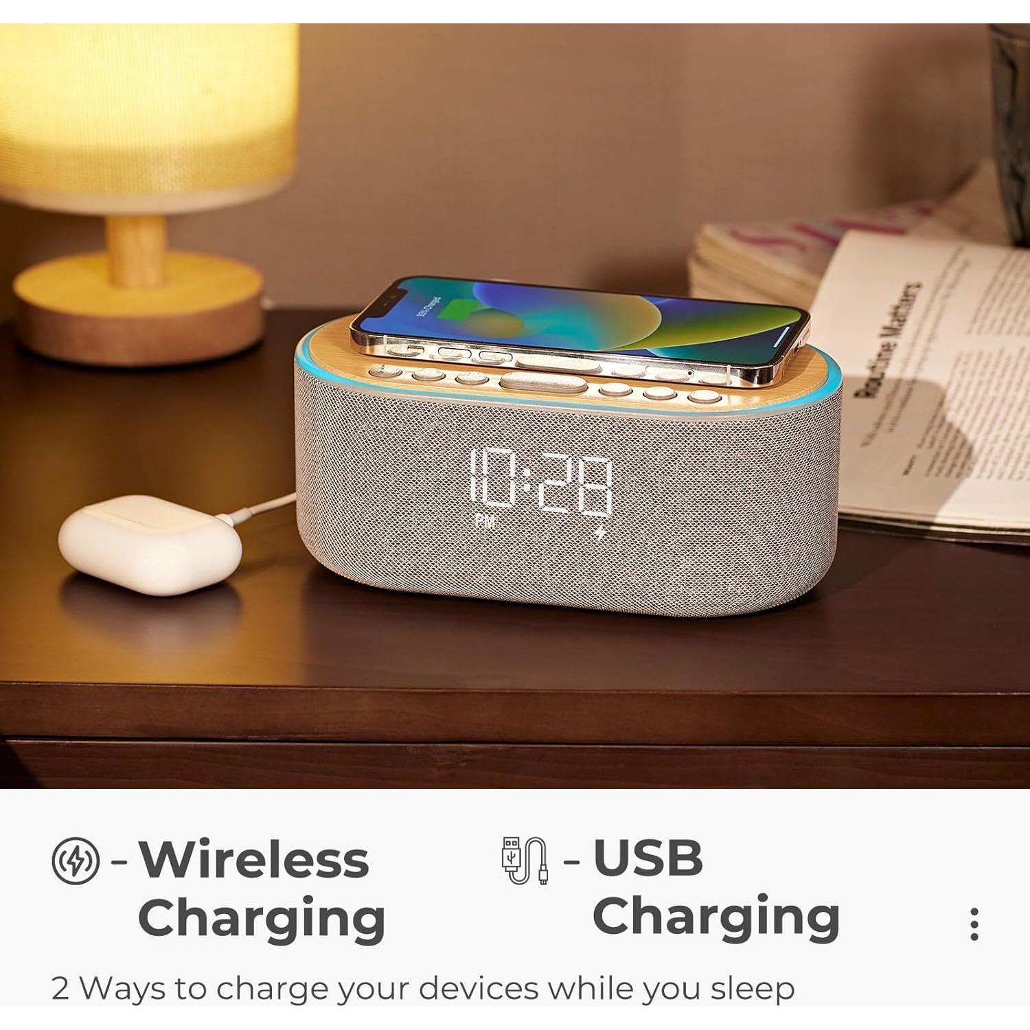 Reloj Despertador Bluetooth USCCE UE-268 con Carga Inalámbrica 10W