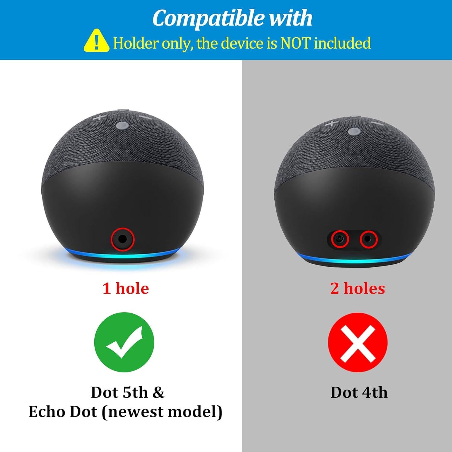 Soporte de Pared PlusAcc para Echo Dot 5ta Generación - Negro