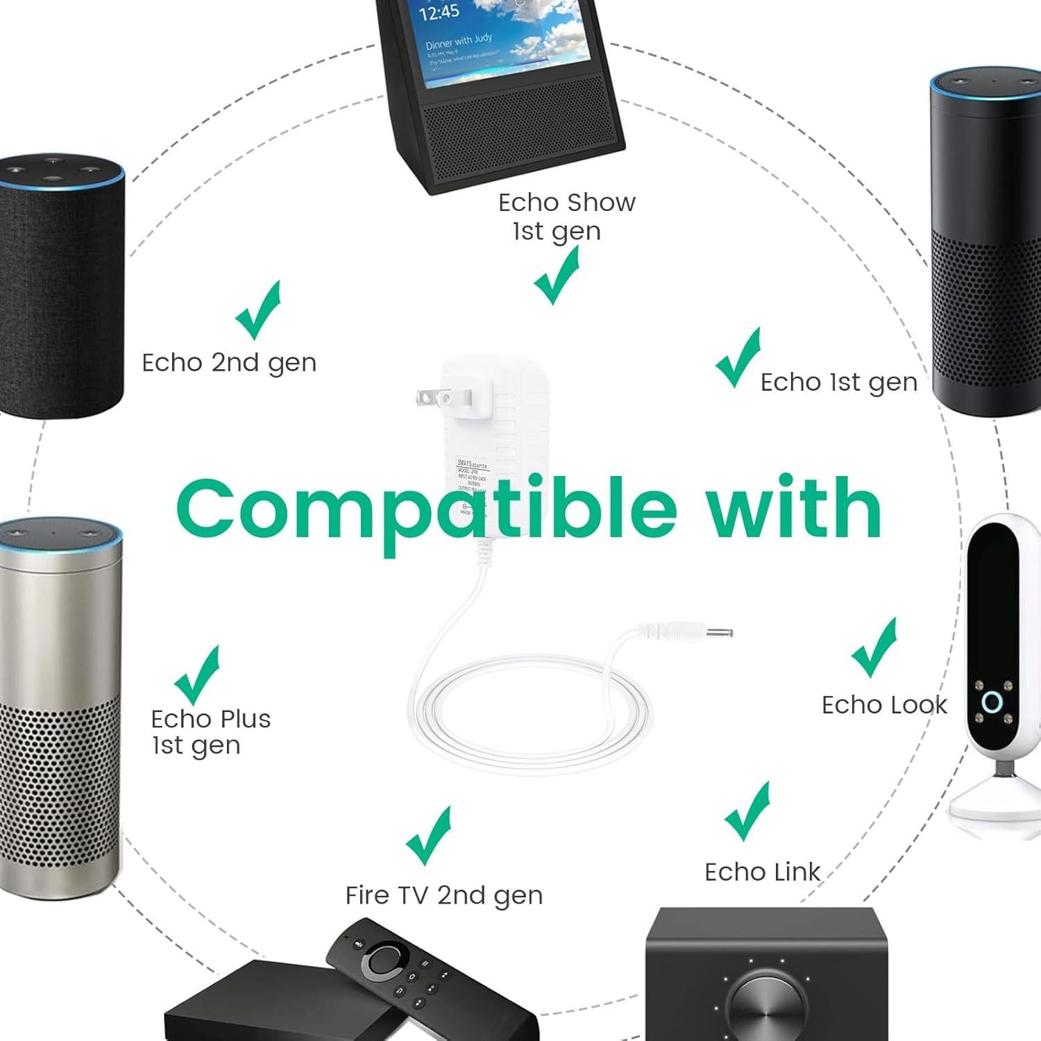 Cable de Alimentación 21W SMAYS para Amazon Echo y Fire TV