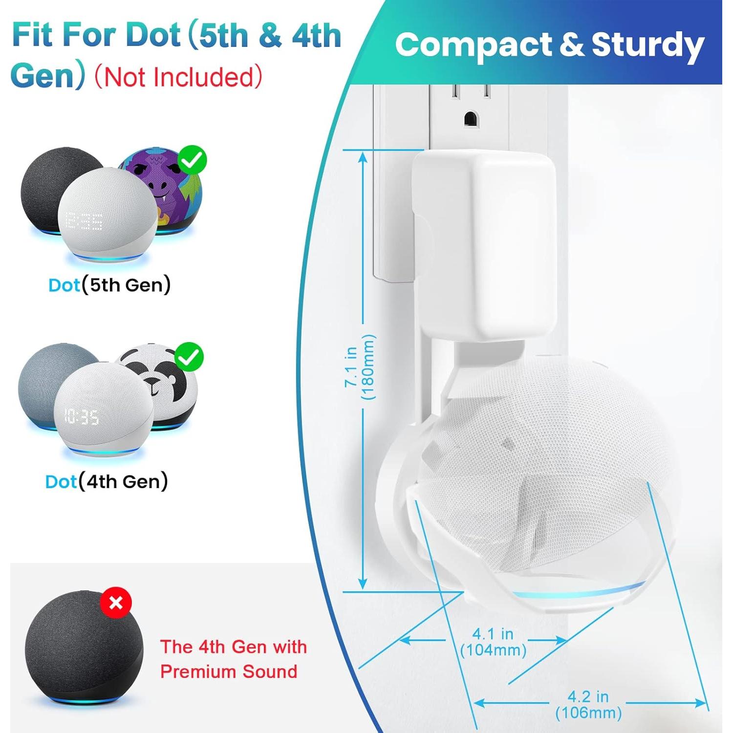 Soporte de Montaje en Pared FUQINTOP para Echo Dot 5ta Gen Blanco