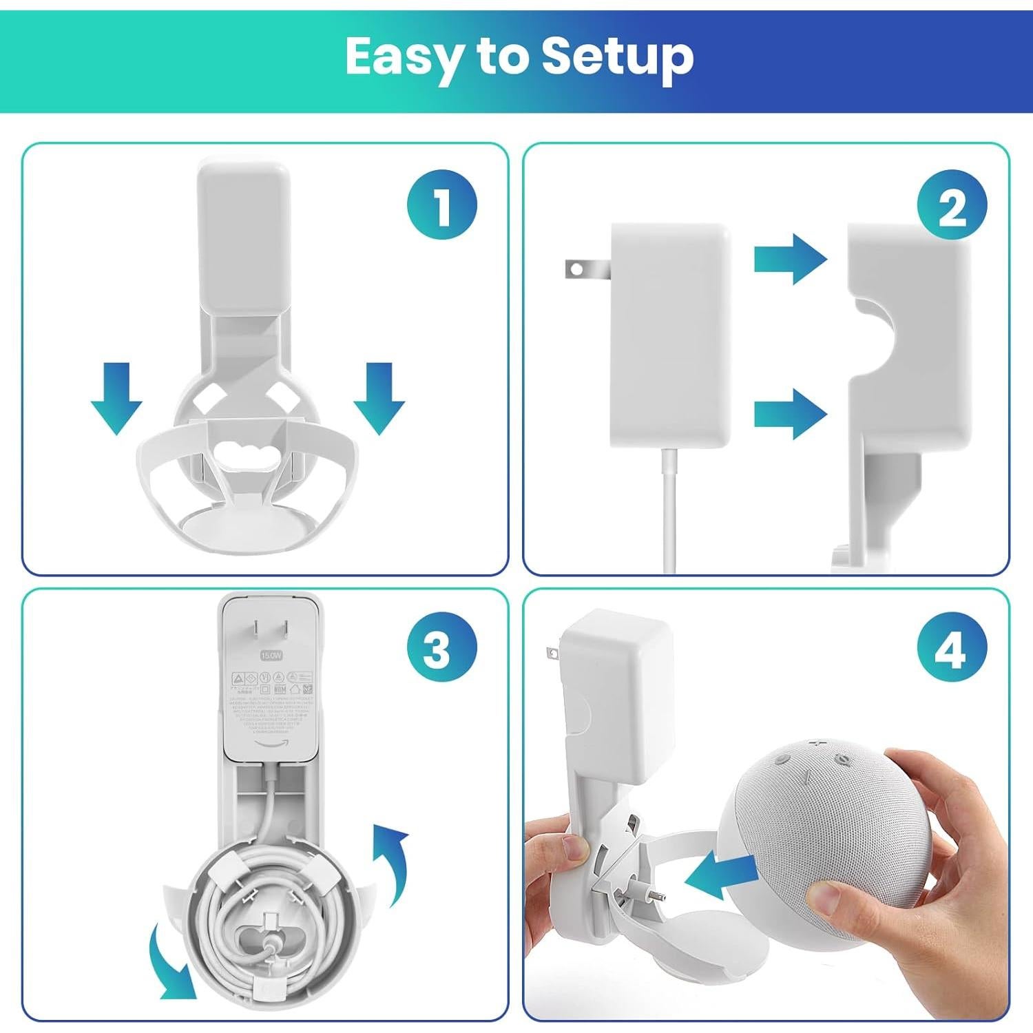Soporte de Montaje en Pared FUQINTOP para Echo Dot 5ta Gen Blanco