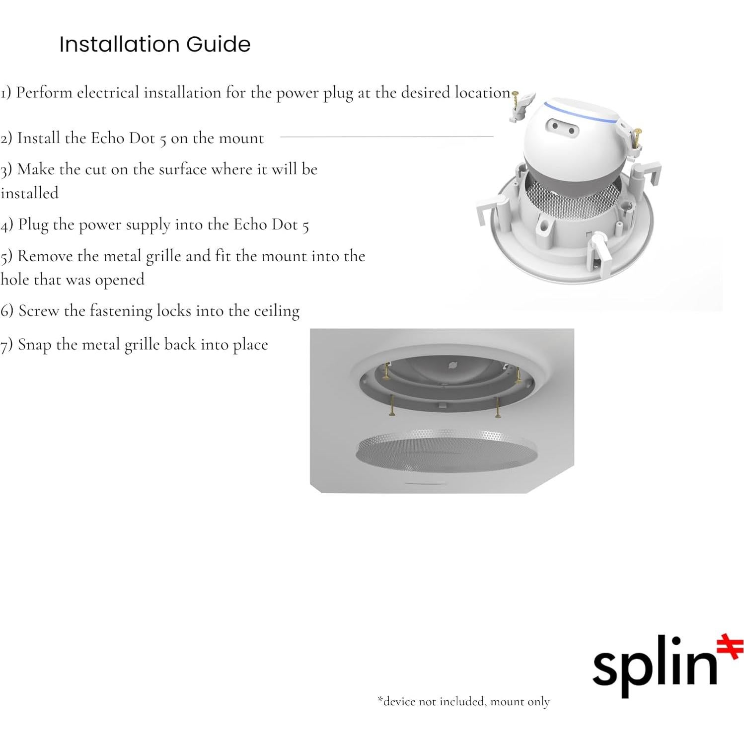 Soporte Empotrado Techo Splin Pro para Alexa Echo Dot y HomePod Mini