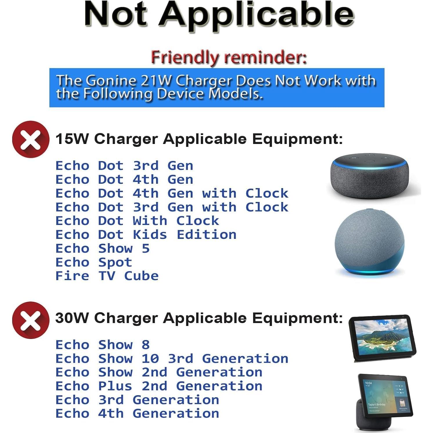 Cargador Gonine 21W para Echo Show 5 y Echo 1ra/2da Generación