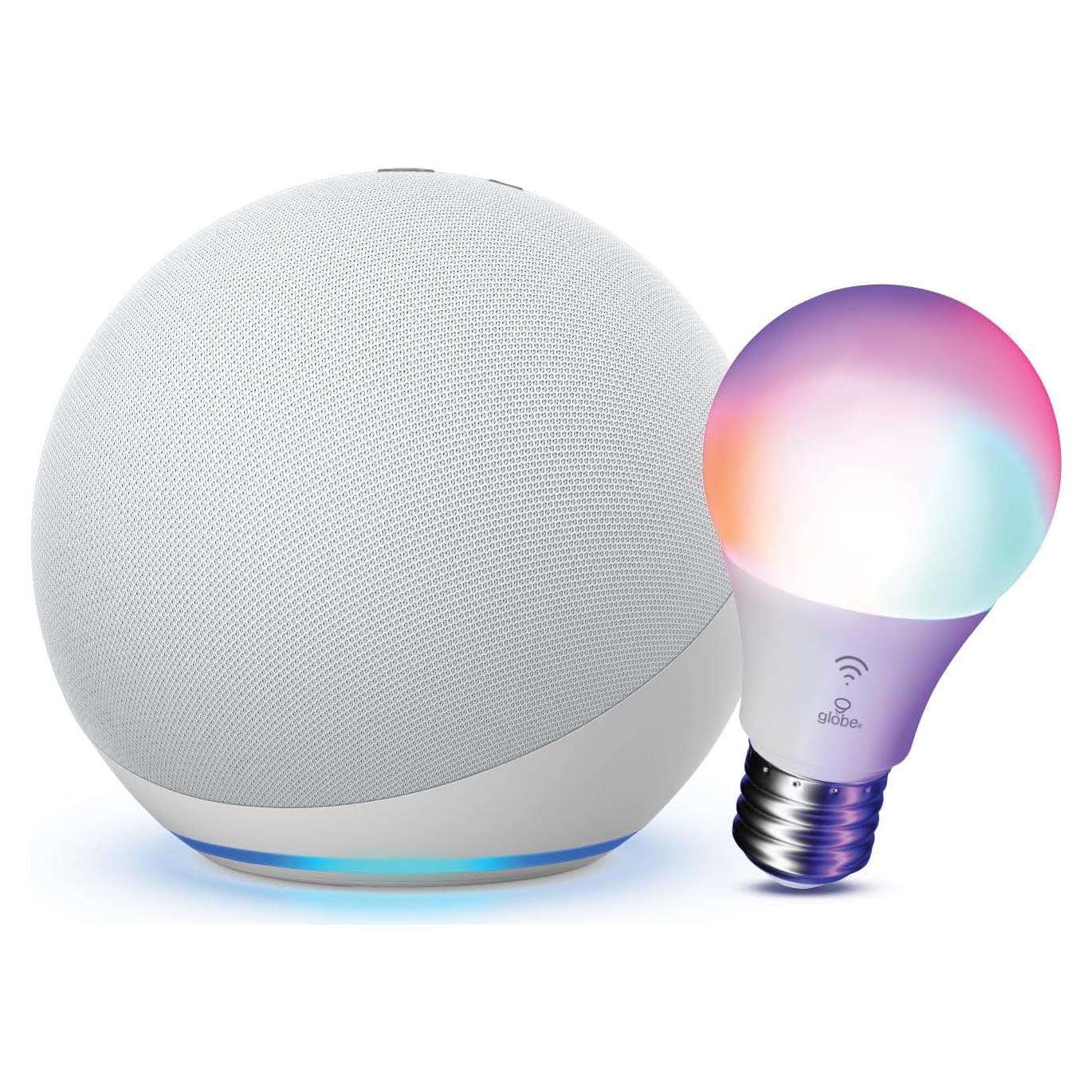Echo Dot with Globe Electric Smart Color Bulb