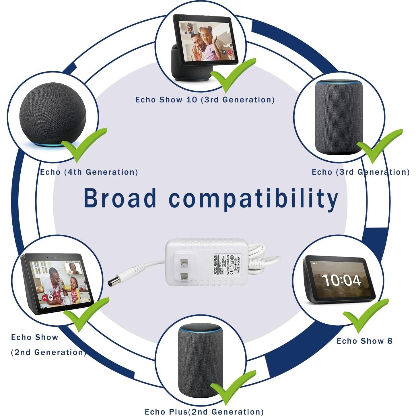 Adaptador de Corriente 30W BOEEA para Echo y Alexa - Blanco