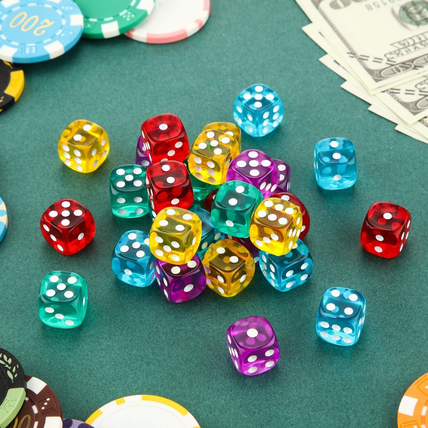 Dados de Juego TecUnite 30 Piezas 14 mm 5 Colores con Bolsa
