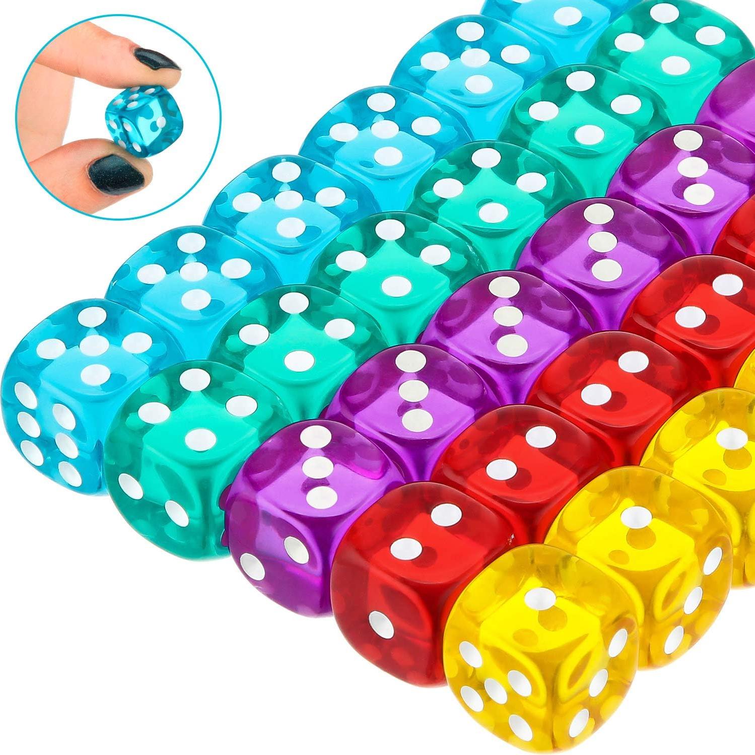 Dados de Juego TecUnite 30 Piezas 14 mm 5 Colores con Bolsa