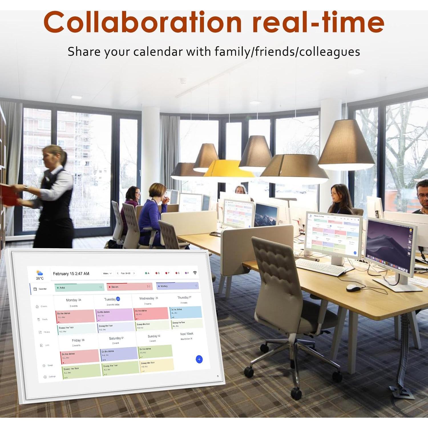 Calendario Digital 15.6" Herncptar Blanco Pantalla Táctil FHD
