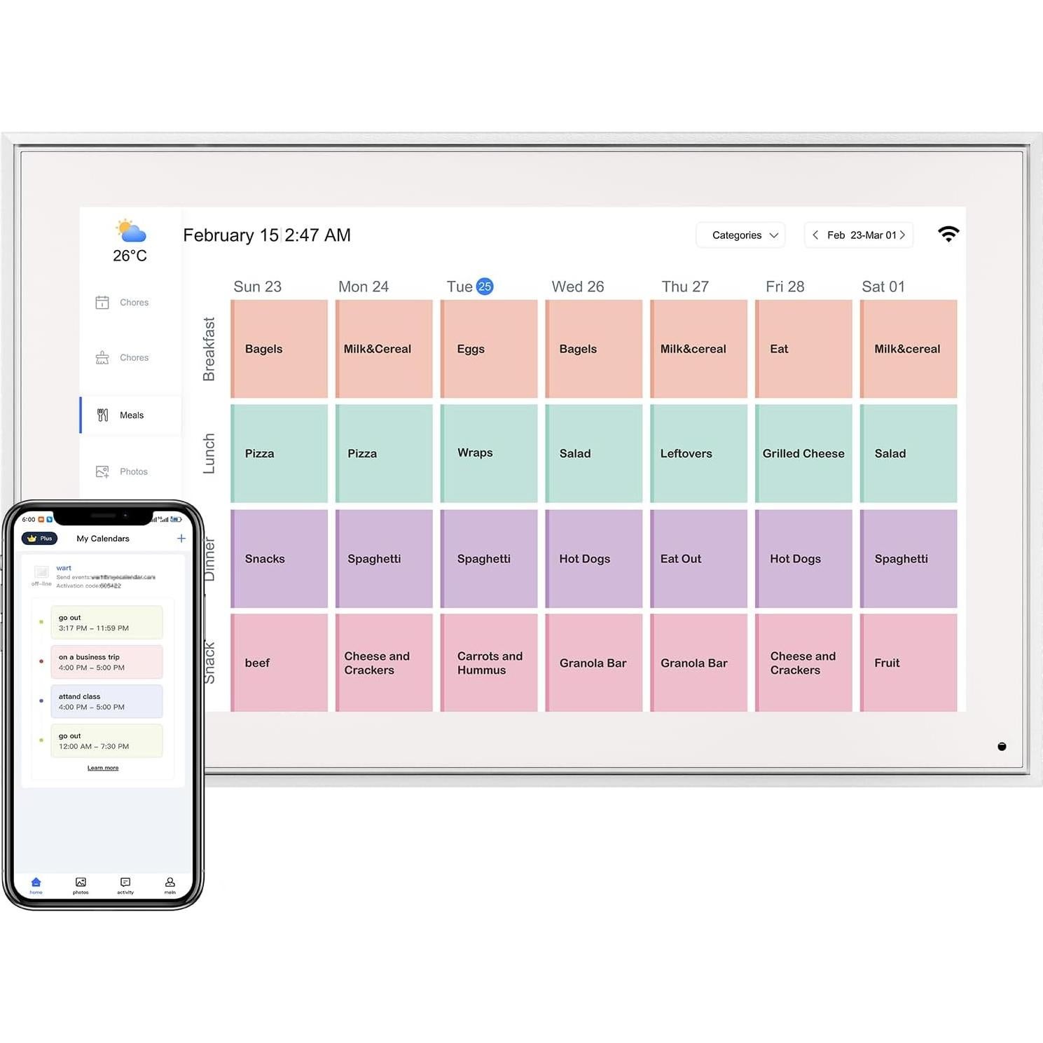 Calendario Digital 15.6" Herncptar Blanco Pantalla Táctil FHD