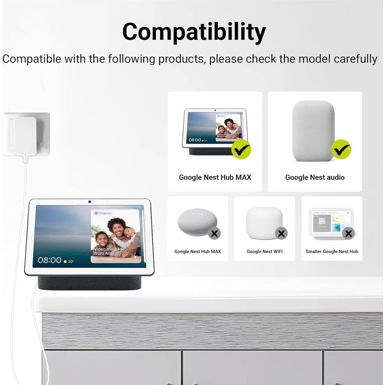 Adaptador de Cargador OatXtorpor para Google Nest Hub MAX 24V 1.5A