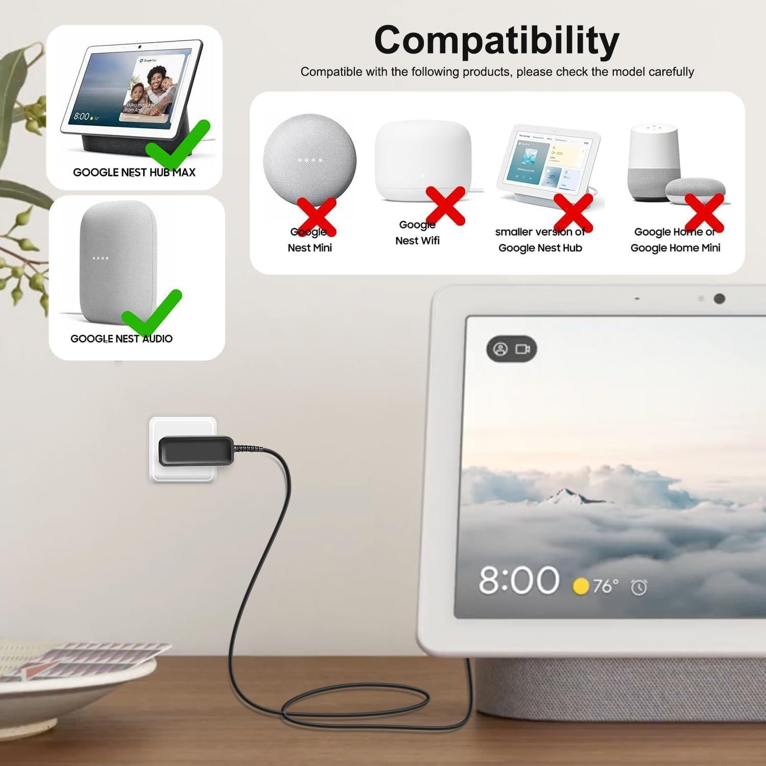 Cargador Adaptador AC 24V TAIFU para Google Nest Hub Max