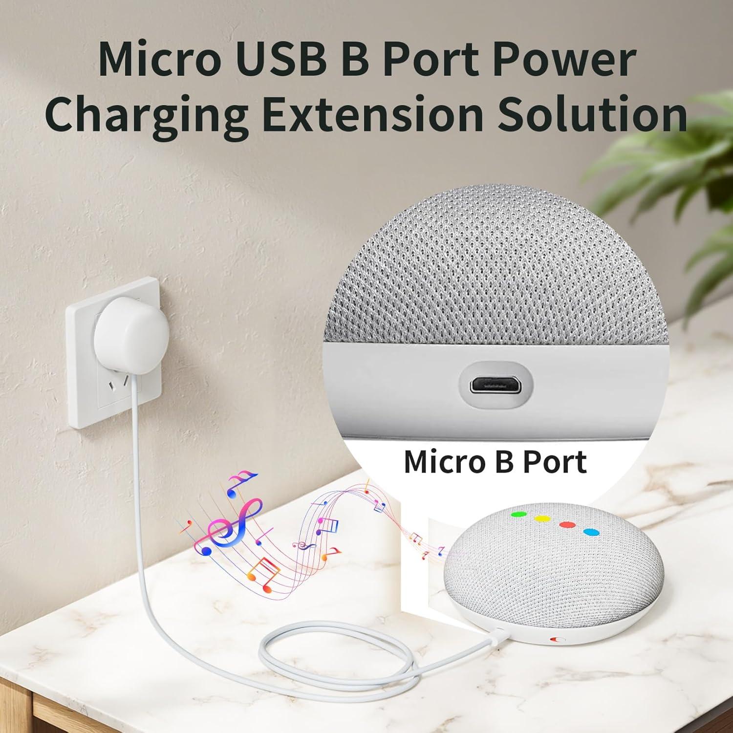 Cable de Alimentación Micro B 1.5M BolAAzuL para Google Home Mini